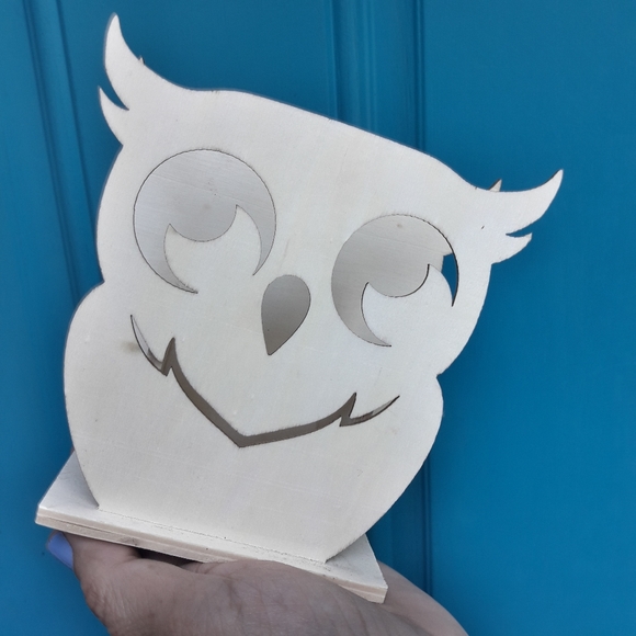 Wooden Owl Note Pen or Candle Holder Table Top - Picture 4 of 13